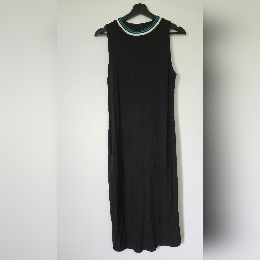 Topshop Black Sleeveless Midi Sheath Dress